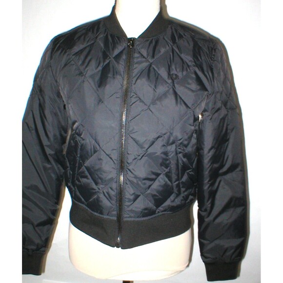 New NWT $298 Womens Puffer Bomber Jacket Designer True Religion Jeans Black XS - Picture 1 of 10